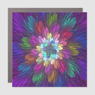 Colorful Psychedelic Flower Abstract Fractal Art Car Magnet