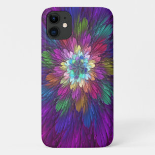 Colorful Psychedelic Flower Abstract Fractal Art iPhone 11 Case