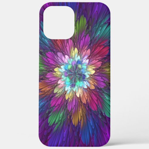 Colorful Psychedelic Flower Abstract Fractal Art iPhone 12 Pro Max Case