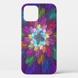 Colorful Psychedelic Flower Abstract Fractal Art iPhone 12 Case