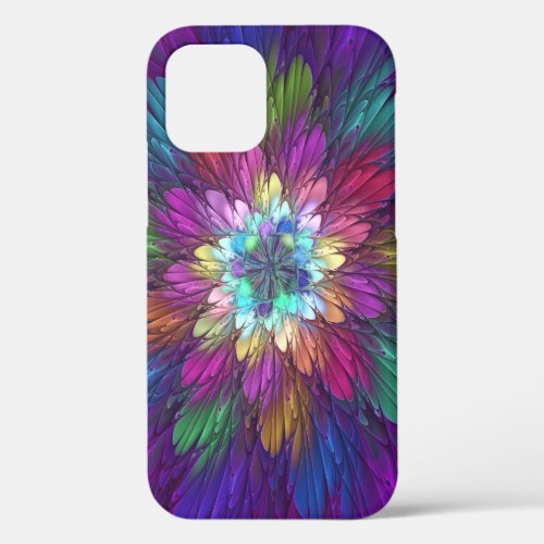 Colorful Psychedelic Flower Abstract Fractal Art iPhone 12 Pro Case