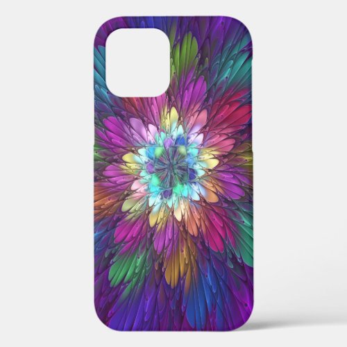 Colorful Psychedelic Flower Abstract Fractal Art iPhone 12 Case