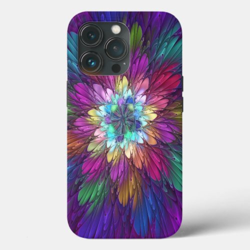 Colorful Psychedelic Flower Abstract Fractal Art iPhone 13 Pro Case