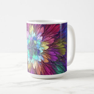 Colorful Psychedelic Flower Abstract Fractal Art Coffee Mug