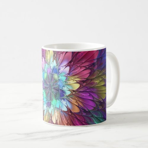 Colorful Psychedelic Flower Abstract Fractal Art Coffee Mug