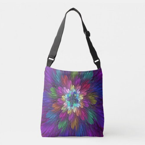 Colorful Psychedelic Flower Abstract Fractal Art Crossbody Bag