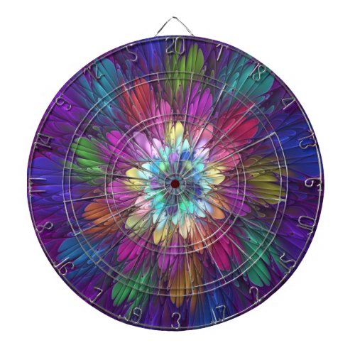 Colorful Psychedelic Flower Abstract Fractal Art Dart Board