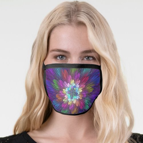 Colorful Psychedelic Flower Abstract Fractal Art Face Mask