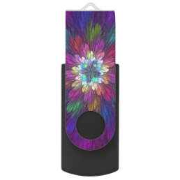Colorful Psychedelic Flower Abstract Fractal Art Flash Drive