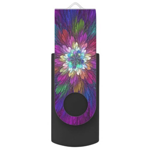 Colorful Psychedelic Flower Abstract Fractal Art Flash Drive
