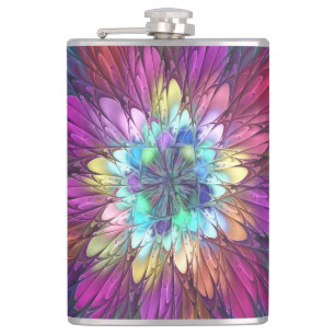 Colorful Psychedelic Flower Abstract Fractal Art Flask