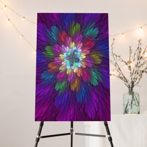 Colorful Psychedelic Flower Abstract Fractal Art Foam Board