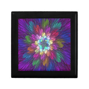 Colorful Psychedelic Flower Abstract Fractal Art Gift Box