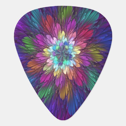 Colorful Psychedelic Flower Abstract Fractal Art Guitar Pick