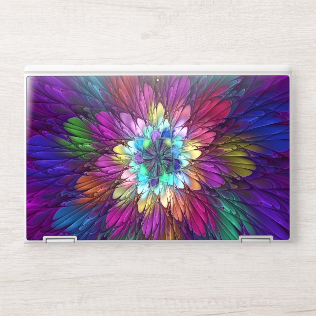 Colorful Psychedelic Flower Abstract Fractal Art HP Laptop Skin (Front)