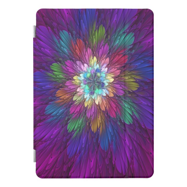Colorful Psychedelic Flower Abstract Fractal Art iPad Pro Cover (Front)