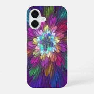 Colorful Psychedelic Flower Abstract Fractal Art iPhone 16 Case