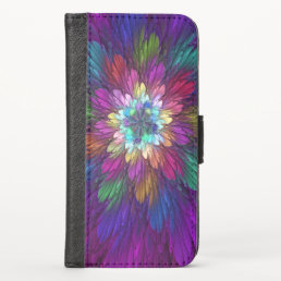 Colorful Psychedelic Flower Abstract Fractal Art iPhone XS Wallet Case
