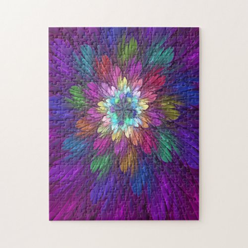 Colorful Psychedelic Flower Abstract Fractal Art Jigsaw Puzzle