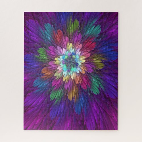 Colorful Psychedelic Flower Abstract Fractal Art Jigsaw Puzzle