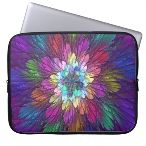 Colorful Psychedelic Flower Abstract Fractal Art Laptop Sleeve