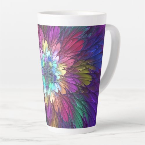 Colorful Psychedelic Flower Abstract Fractal Art Latte Mug