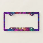 Colorful Psychedelic Flower Abstract Fractal Art License Plate Frame
