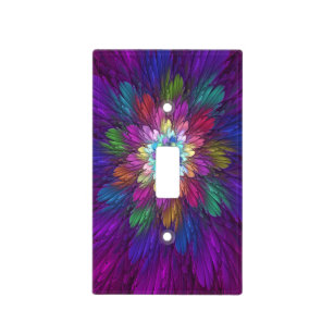 Colorful Psychedelic Flower Abstract Fractal Art Light Switch Cover