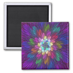 Colorful Psychedelic Flower Abstract Fractal Art Magnet