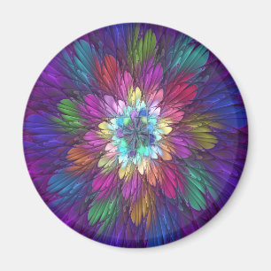 Colorful Psychedelic Flower Abstract Fractal Art Magnet