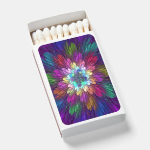 Colorful Psychedelic Flower Abstract Fractal Art Matchboxes