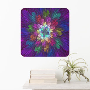 Colorful Psychedelic Flower Abstract Fractal Art Metal Sign