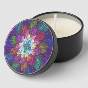 Colorful Psychedelic Flower Abstract Fractal Art Mini Candle Favors