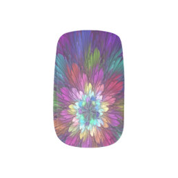 Colorful Psychedelic Flower Abstract Fractal Art Minx Nail Art