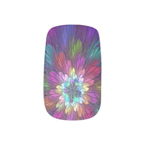 Colorful Psychedelic Flower Abstract Fractal Art Minx Nail Art