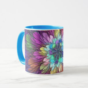 Colorful Psychedelic Flower Abstract Fractal Art Mug