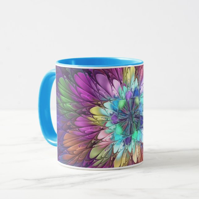 Colorful Psychedelic Flower Abstract Fractal Art Mug (Front Left)
