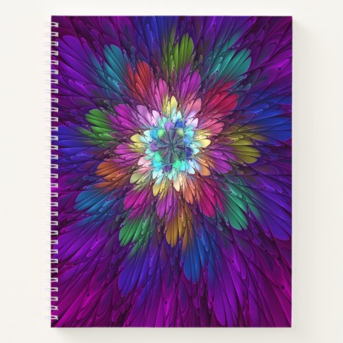 Colorful Psychedelic Flower Abstract Fractal Art Notebook