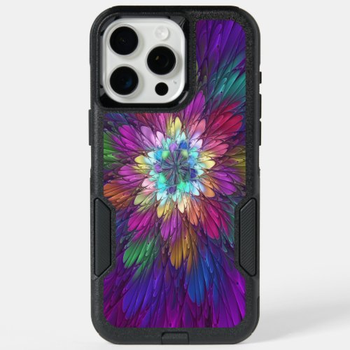 Colorful Psychedelic Flower Abstract Fractal Art iPhone 15 Pro Max Case