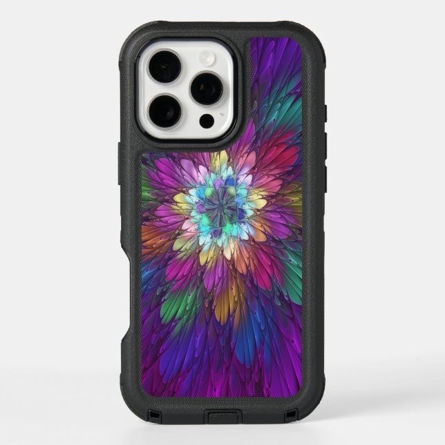Colorful Psychedelic Flower Abstract Fractal Art Otterbox iPhone Case (Back)