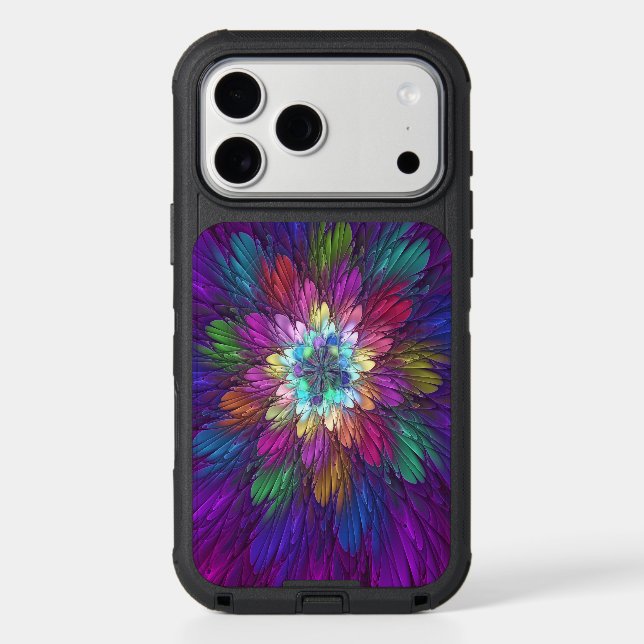 Colorful Psychedelic Flower Abstract Fractal Art Otterbox iPhone Case (Back)