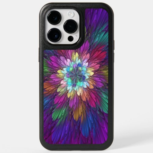 Colorful Psychedelic Flower Abstract Fractal Art OtterBox iPhone 14 Pro Max Case