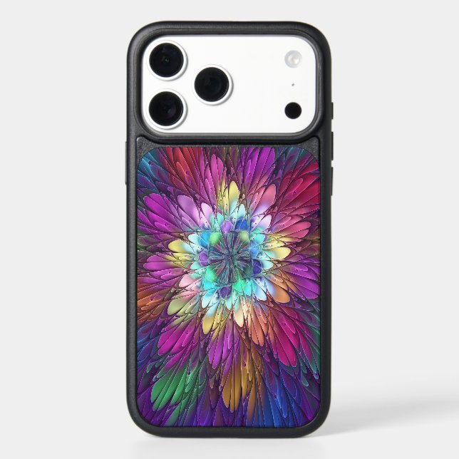 Colorful Psychedelic Flower Abstract Fractal Art Otterbox iPhone Case (Back)