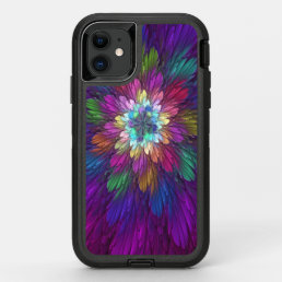 Colorful Psychedelic Flower Abstract Fractal Art OtterBox Defender iPhone 11 Case
