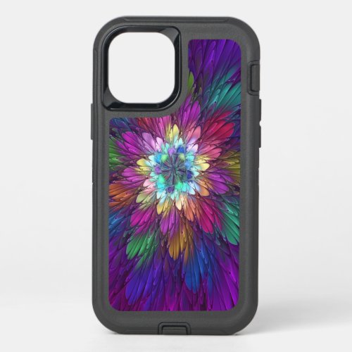 Colorful Psychedelic Flower Abstract Fractal Art OtterBox Defender iPhone 12 Pro Case