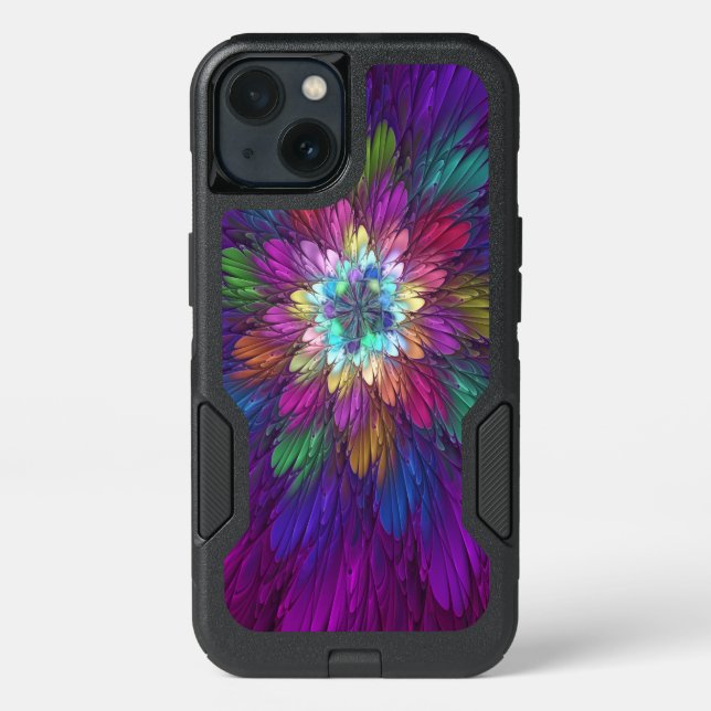 Colorful Psychedelic Flower Abstract Fractal Art Otterbox iPhone Case (Back)