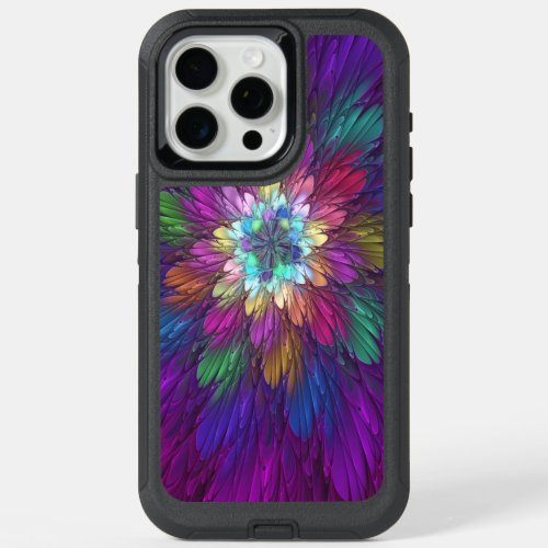 Colorful Psychedelic Flower Abstract Fractal Art iPhone 15 Pro Max Case