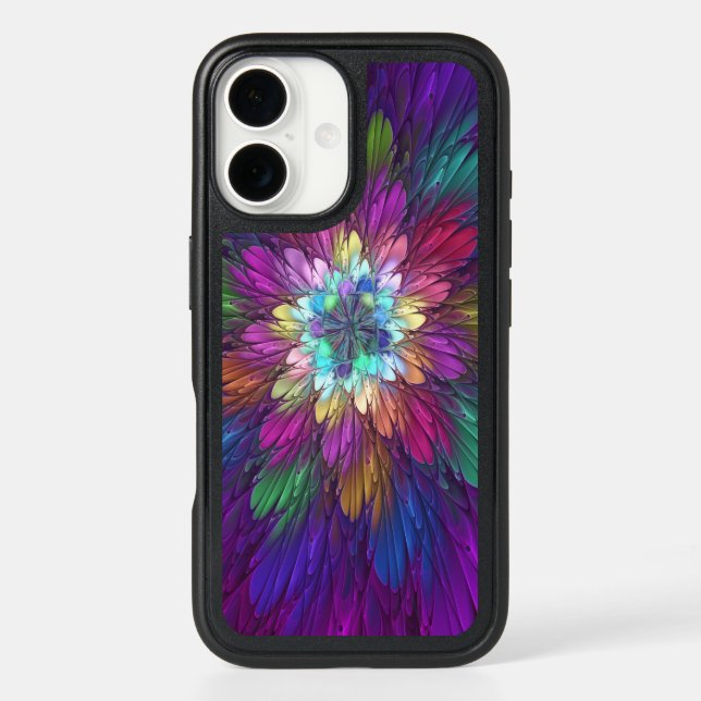 Colorful Psychedelic Flower Abstract Fractal Art Otterbox iPhone Case (Back)