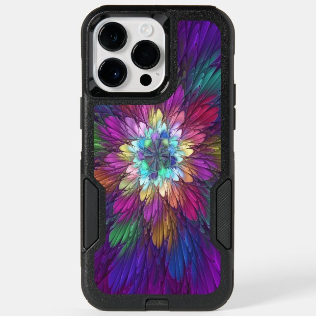 Colorful Psychedelic Flower Abstract Fractal Art Otterbox iPhone Case (Back)