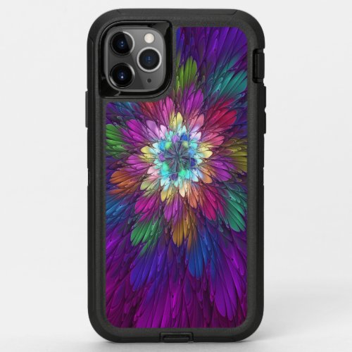 Colorful Psychedelic Flower Abstract Fractal Art OtterBox Defender iPhone 11 Pro Max Case